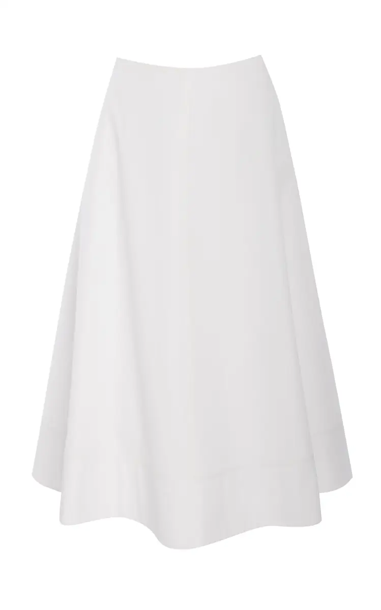 Brandon Maxwell The Knox Low-Rise Cotton Poplin Midi Skirt | Thumbnail 7