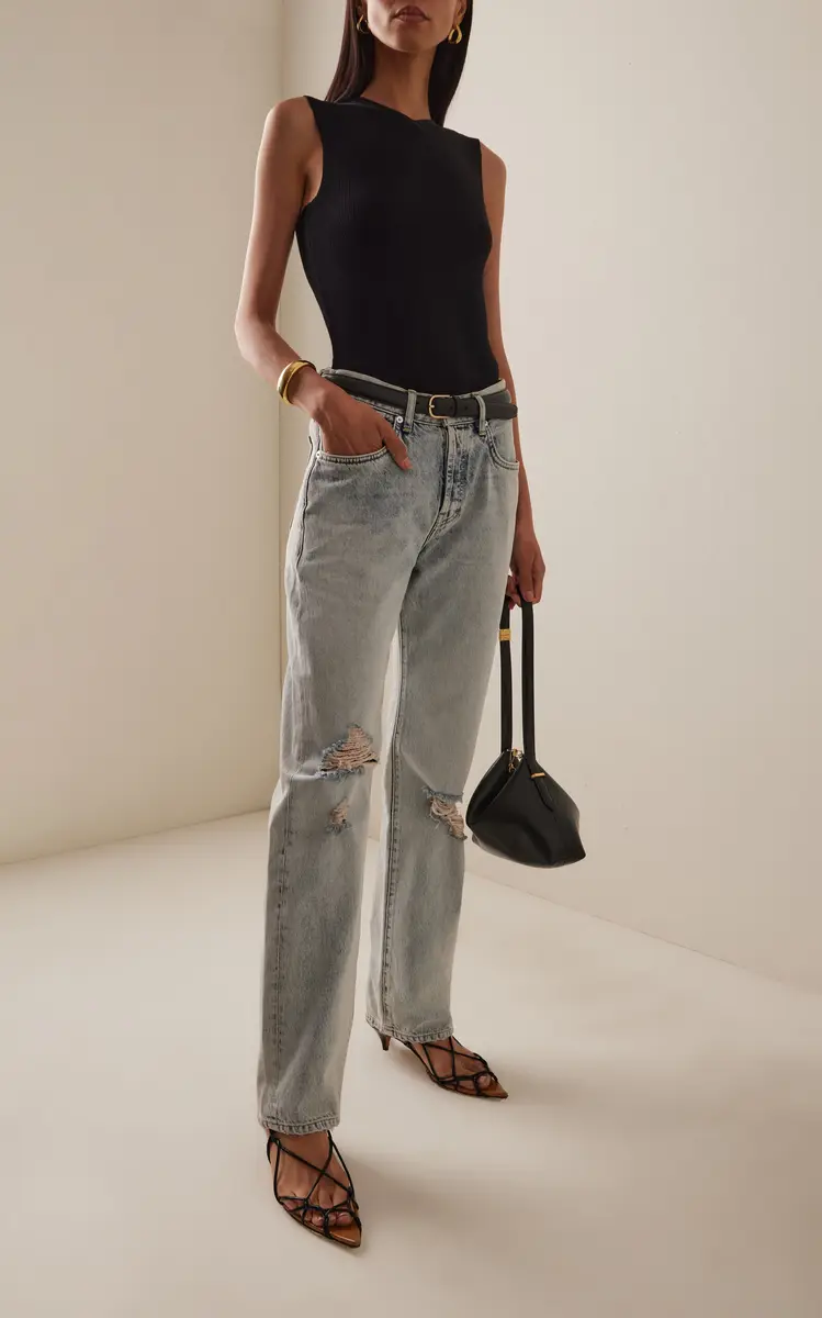 Kallmeyer Gabby High-Rise Distressed Tapered Jeans | Thumbnail 2