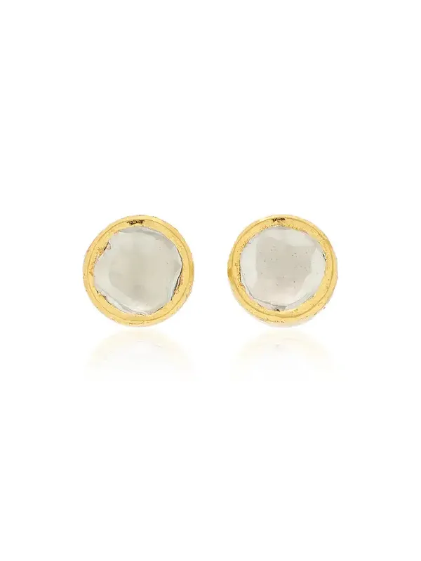 18K Yellow Gold And Kundan Diamond Stud Earrings