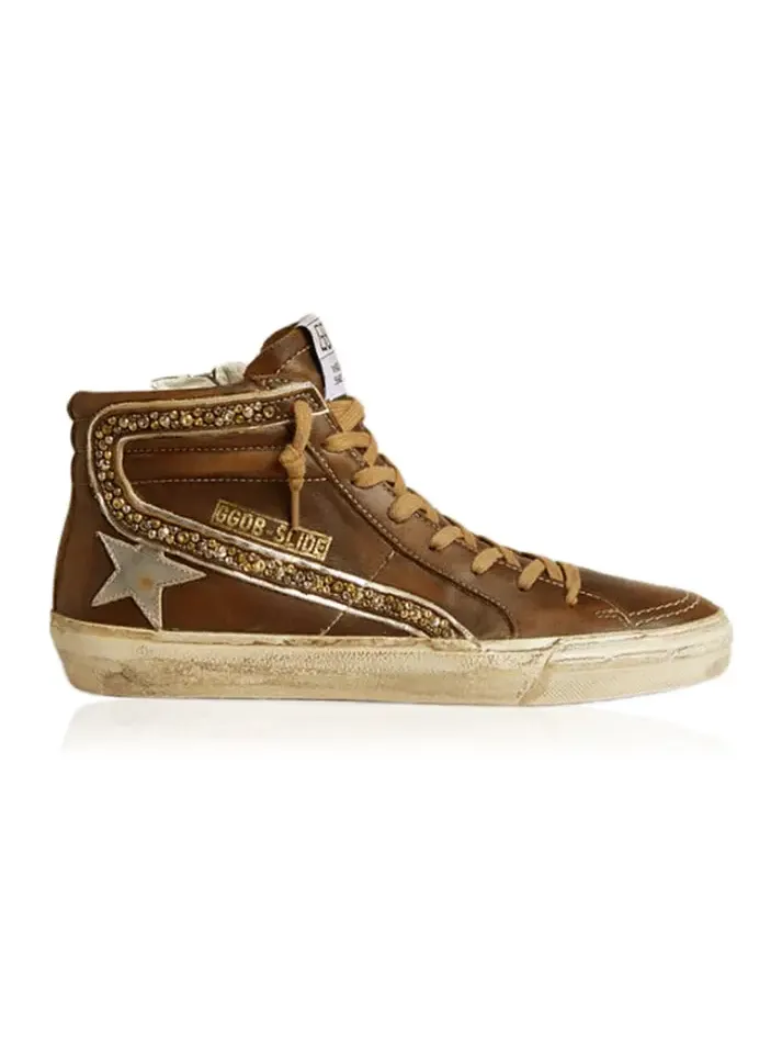 Slide Embellished Leather Sneakers Slide Embellished Leather Sneakers