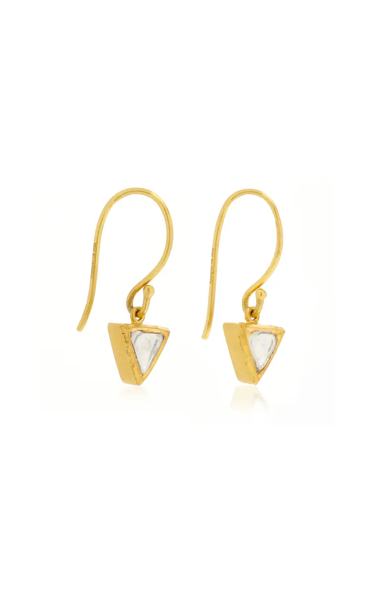 Amrapali 18K Yellow Gold Kundan Diamond Triangle Drop Earrings | Thumbnail 3