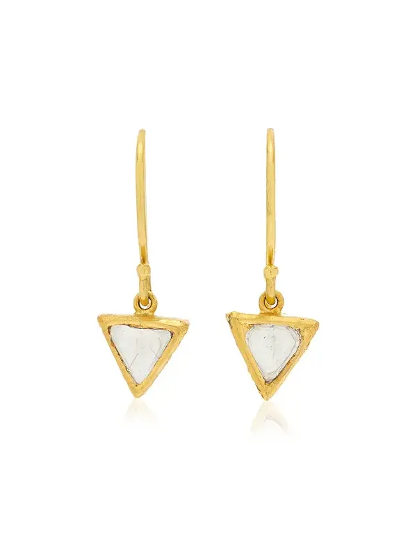Amrapali 18K Yellow Gold Kundan Diamond Triangle Drop Earrings