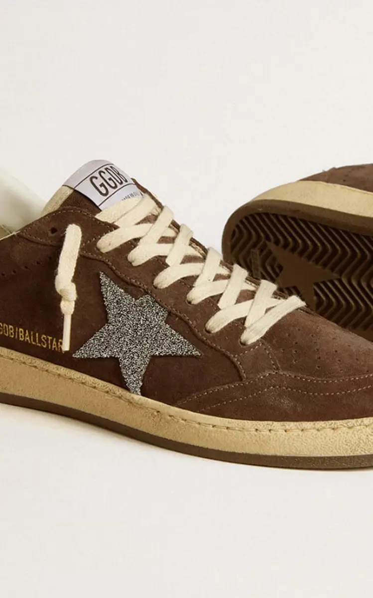 Golden Goose Ballstar Glitter-Embellished Suede Sneakers | Thumbnail 9