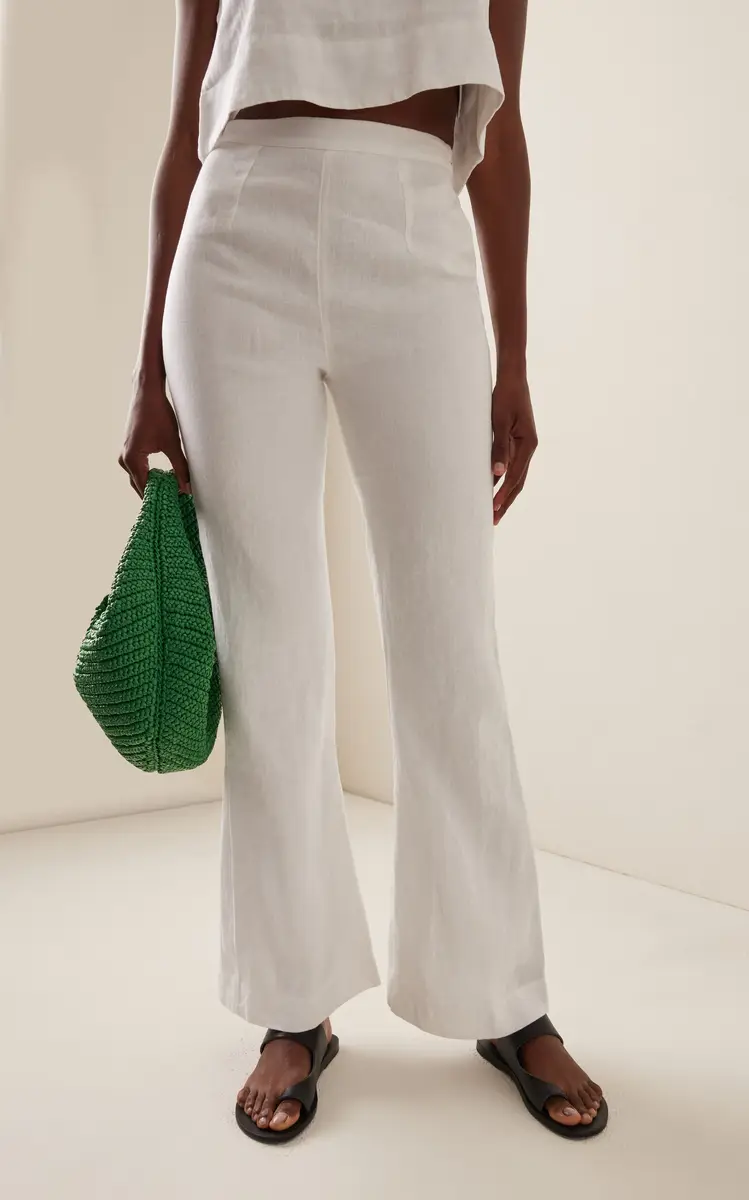 Posse Exclusive Tia High-Waisted Linen Flared-Leg Pants | Thumbnail 3
