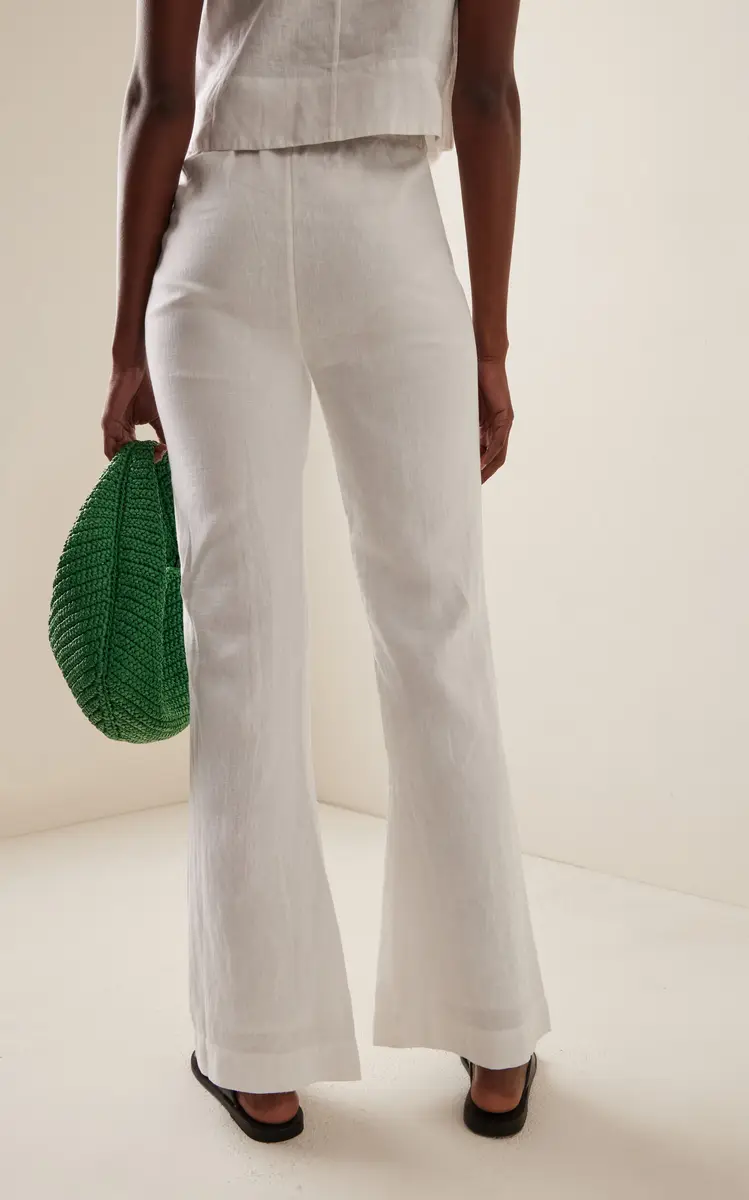 Posse Exclusive Tia High-Waisted Linen Flared-Leg Pants | Thumbnail 4