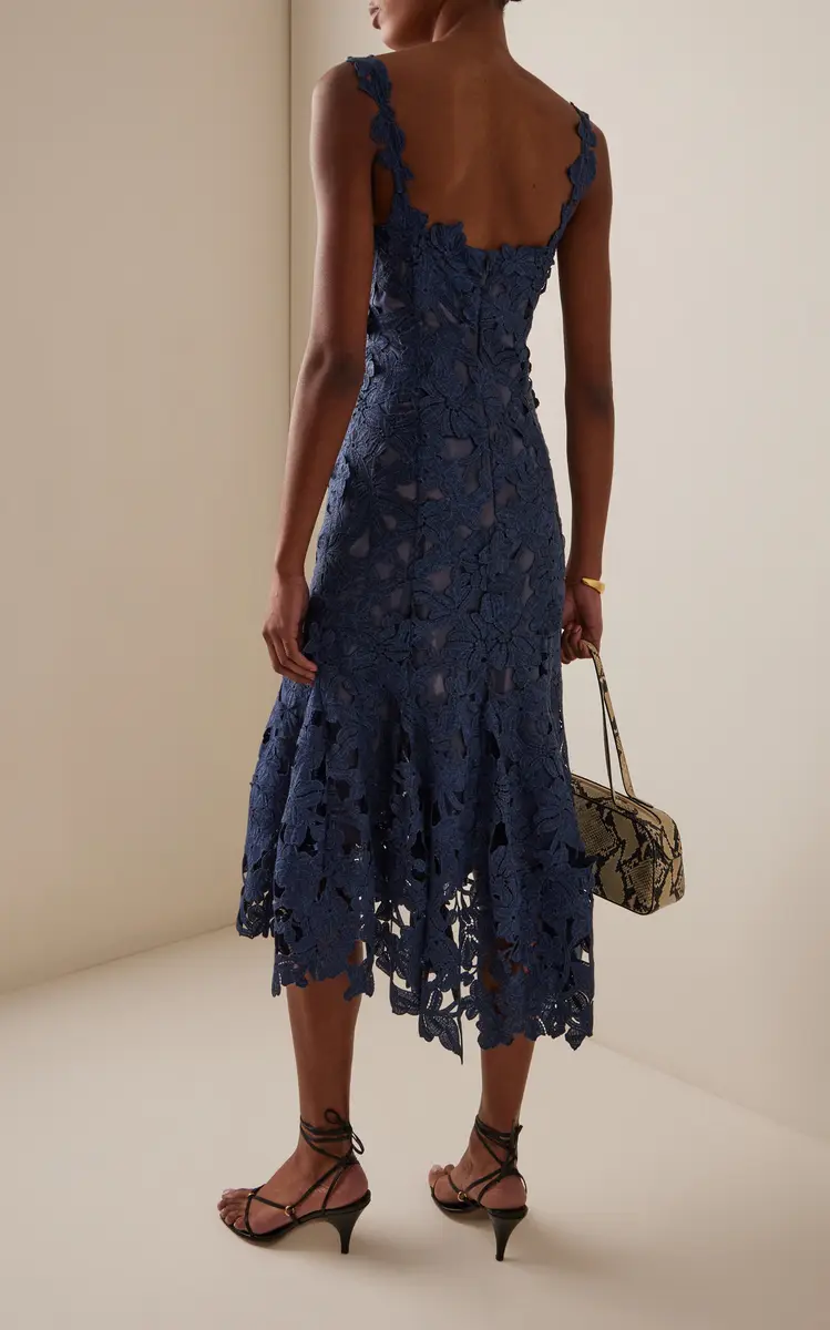 Oscar de la Renta Asymmetric Floral Guipure Midi Dress | Thumbnail 9 Oscar de la Renta Asymmetric Floral Guipure Midi Dress | Thumbnail 9