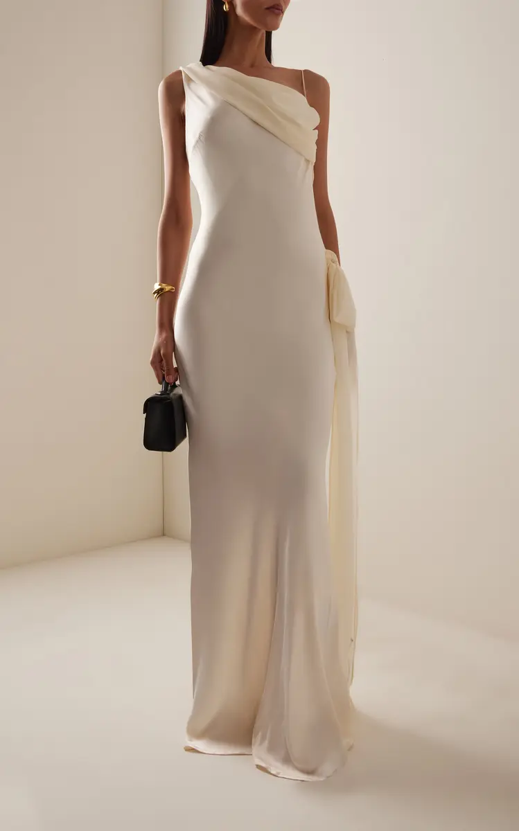Arcina Ori Helena Chiffon-Detailed Satin Gown | Thumbnail 2 Arcina Ori Helena Chiffon-Detailed Satin Gown | Thumbnail 2