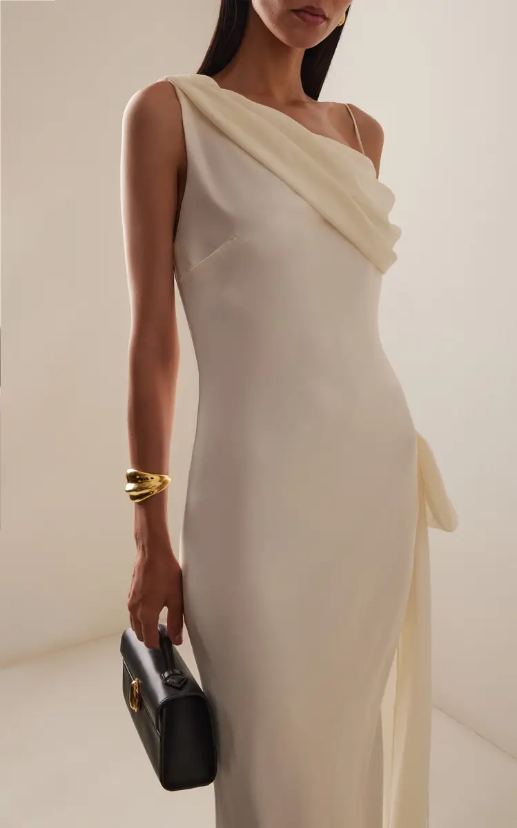 Arcina Ori Helena Chiffon-Detailed Satin Gown | Thumbnail 3 Arcina Ori Helena Chiffon-Detailed Satin Gown | Thumbnail 3