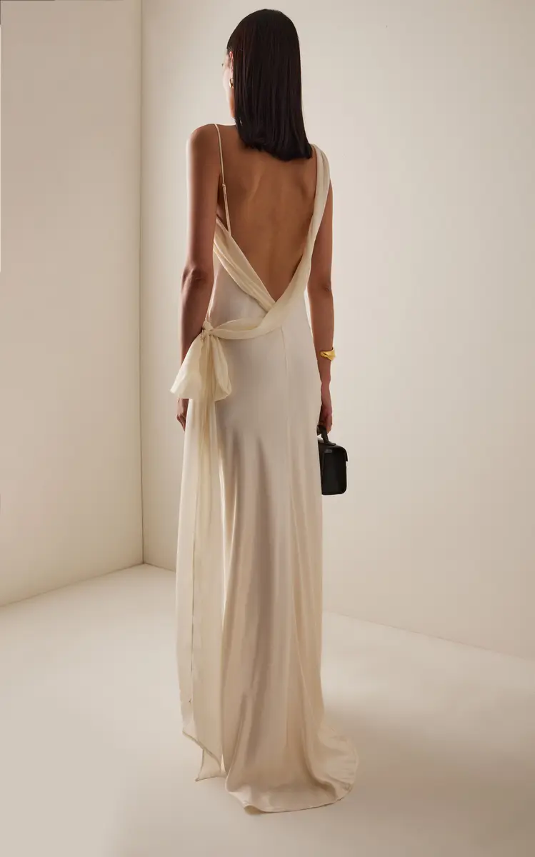 Arcina Ori Helena Chiffon-Detailed Satin Gown | Thumbnail 4 Arcina Ori Helena Chiffon-Detailed Satin Gown | Thumbnail 4