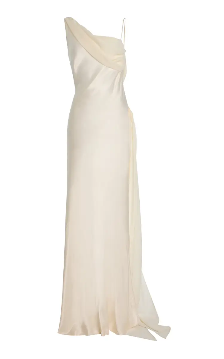Arcina Ori Helena Chiffon-Detailed Satin Gown | Thumbnail 6 Arcina Ori Helena Chiffon-Detailed Satin Gown | Thumbnail 6