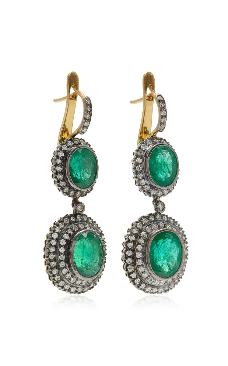Amrapali One-of-a-Kind Rajasthan 18K Yellow Gold; Black Rhodium Emerald Earrings | Thumbnail 3 Amrapali One-of-a-Kind Rajasthan 18K Yellow Gold; Black Rhodium Emerald Earrings | Thumbnail 3