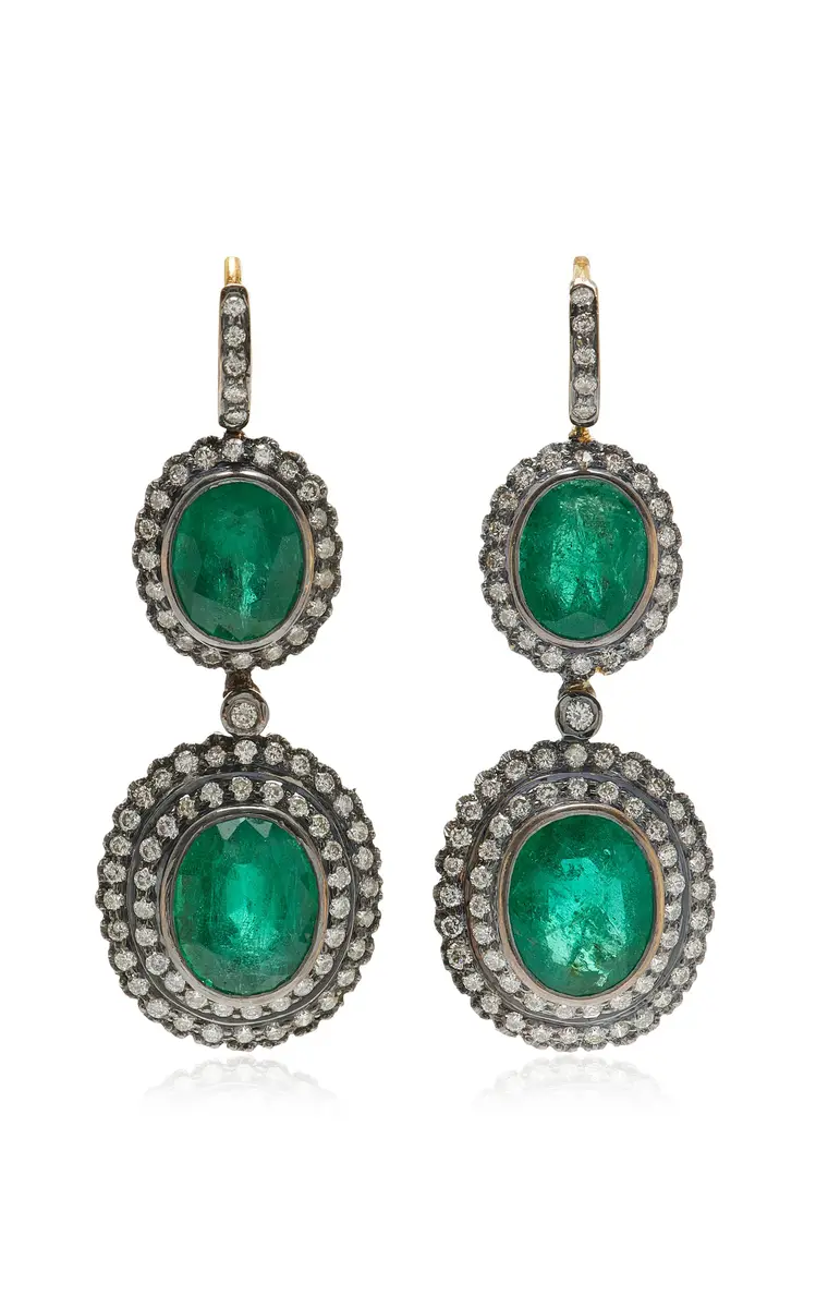 Amrapali One-of-a-Kind Rajasthan 18K Yellow Gold; Black Rhodium Emerald Earrings | Thumbnail 4 Amrapali One-of-a-Kind Rajasthan 18K Yellow Gold; Black Rhodium Emerald Earrings | Thumbnail 4