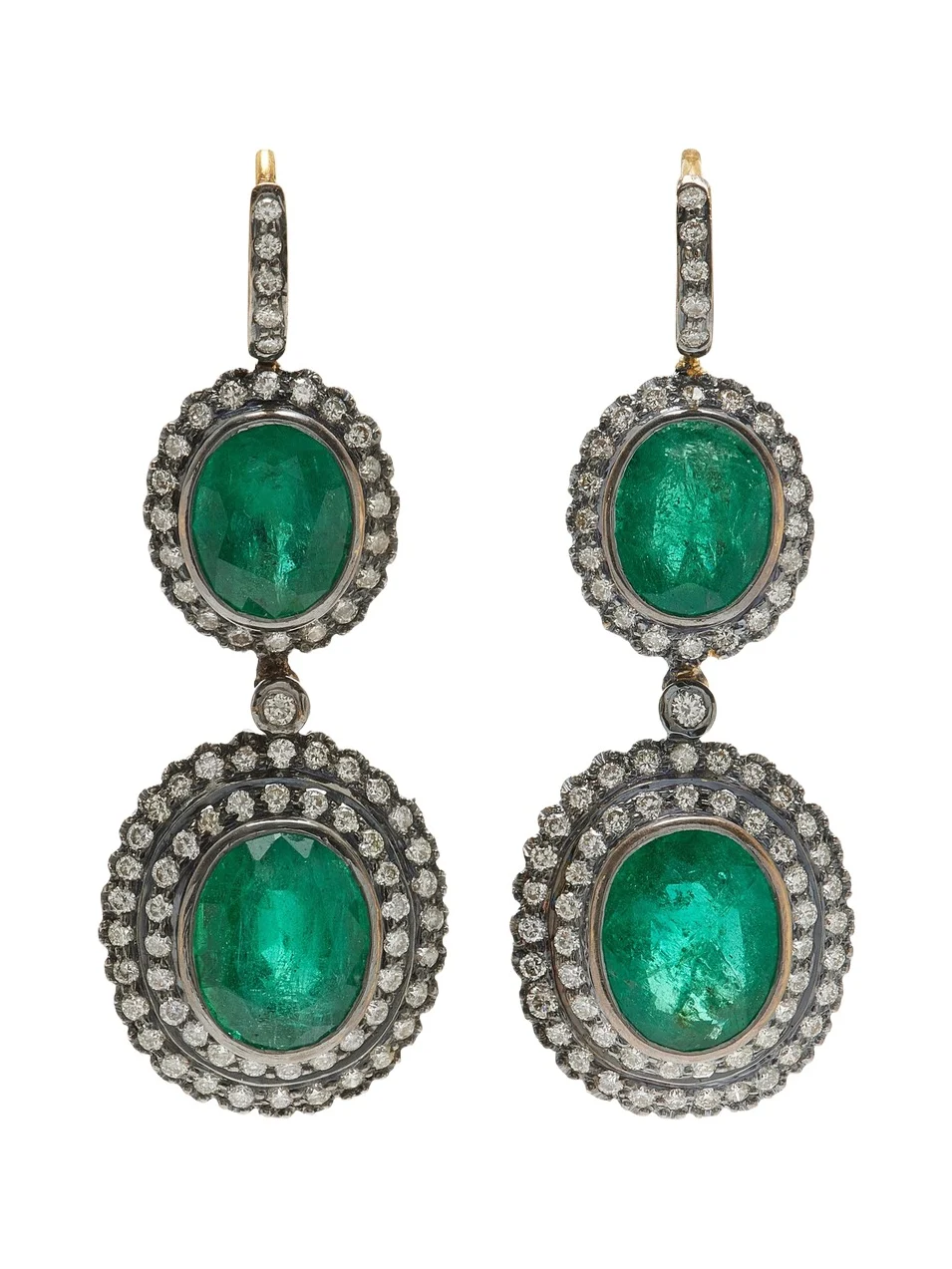 Amrapali One-of-a-Kind Rajasthan 18K Yellow Gold; Black Rhodium Emerald Earrings