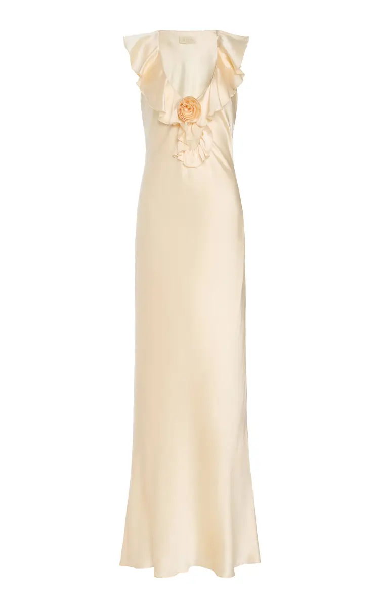 Nema Ruffled Silk-Blend Satin Maxi Slip Dress Nema Ruffled Silk-Blend Satin Maxi Slip Dress