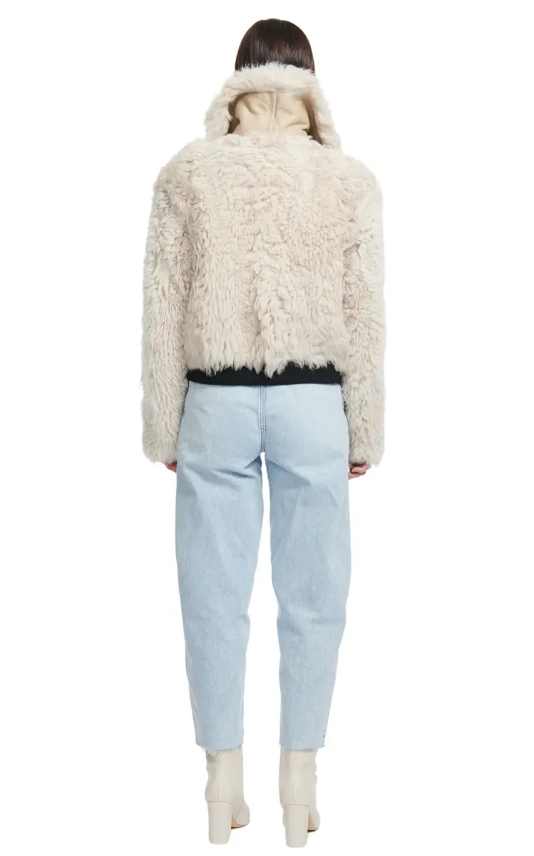 HiSO Parma Wool-Out Cropped Bomber Jacket - Ivory | Thumbnail 6