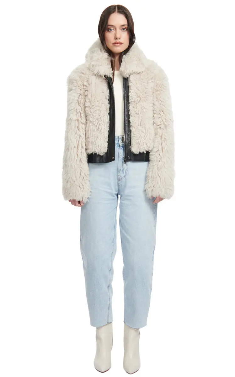 Parma Wool-Out Cropped Bomber Jacket - Ivory Parma Wool-Out Cropped Bomber Jacket - Ivory