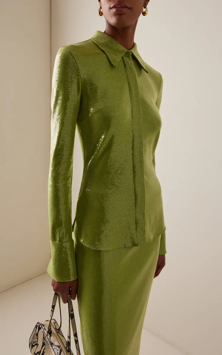 Oscar de la Renta Sequined Jersey Shirt | Thumbnail 2 Oscar de la Renta Sequined Jersey Shirt | Thumbnail 2