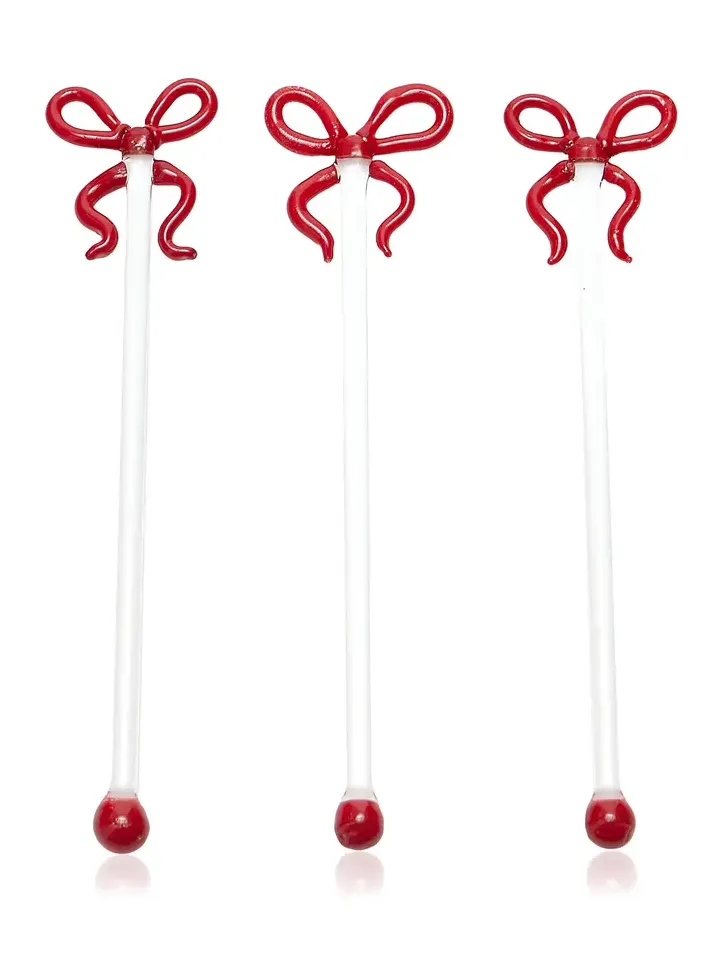 Moda Domus Handmade Glass Bow Cocktail Stirrers