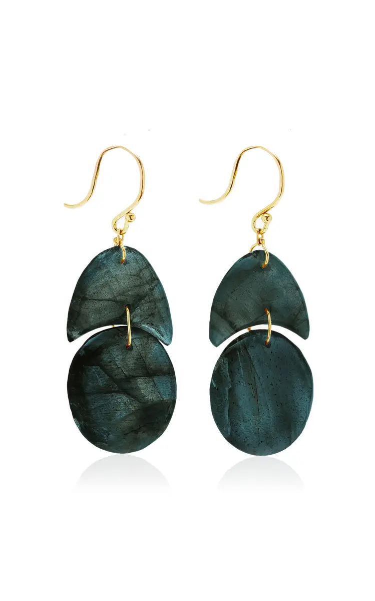 TEN THOUSAND THINGS Tiny Arps 18K Yellow Gold Labradorite Earrings | Thumbnail 5 TEN THOUSAND THINGS Tiny Arps 18K Yellow Gold Labradorite Earrings | Thumbnail 5