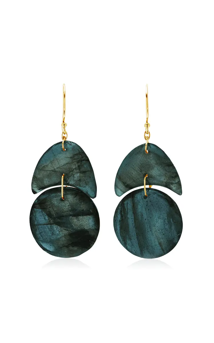 TEN THOUSAND THINGS Tiny Arps 18K Yellow Gold Labradorite Earrings | Thumbnail 6 TEN THOUSAND THINGS Tiny Arps 18K Yellow Gold Labradorite Earrings | Thumbnail 6