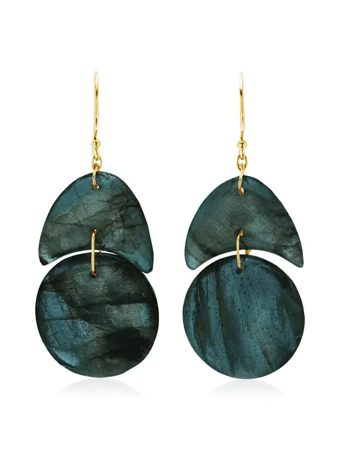 TEN THOUSAND THINGS Tiny Arps 18K Yellow Gold Labradorite Earrings