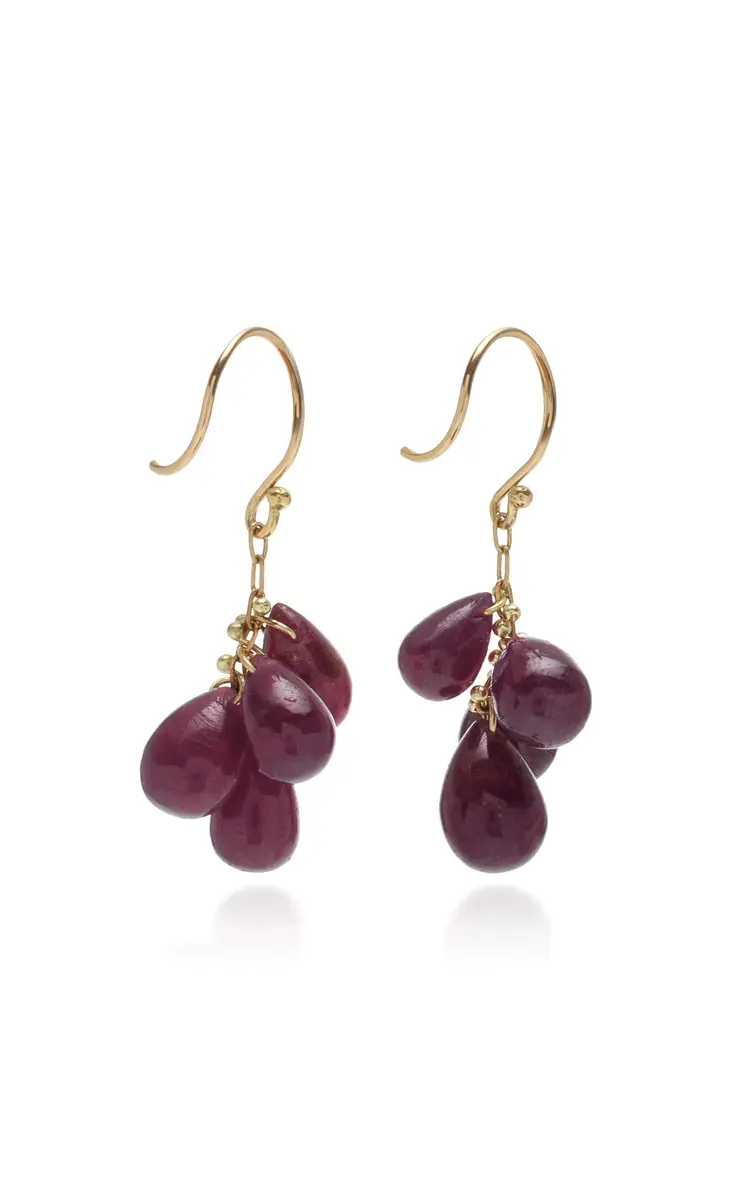 TEN THOUSAND THINGS 18K Yellow Gold Ruby Cluster Earrings | Thumbnail 3 TEN THOUSAND THINGS 18K Yellow Gold Ruby Cluster Earrings | Thumbnail 3