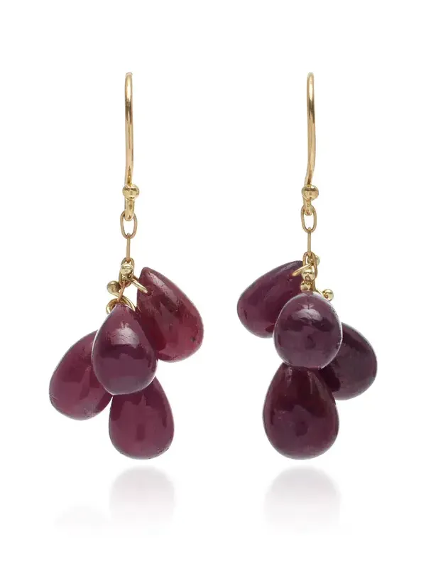 TEN THOUSAND THINGS 18K Yellow Gold Ruby Cluster Earrings