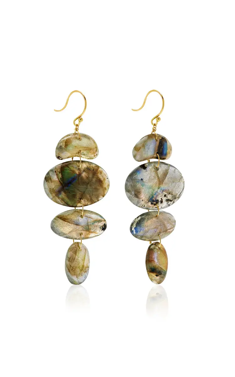 TEN THOUSAND THINGS Small Totem II 18K Yellow Gold Labrodite Earrings | Thumbnail 3 TEN THOUSAND THINGS Small Totem II 18K Yellow Gold Labrodite Earrings | Thumbnail 3