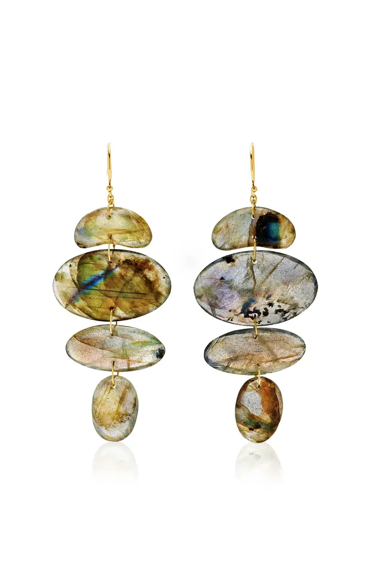 TEN THOUSAND THINGS Small Totem II 18K Yellow Gold Labrodite Earrings | Thumbnail 4 TEN THOUSAND THINGS Small Totem II 18K Yellow Gold Labrodite Earrings | Thumbnail 4