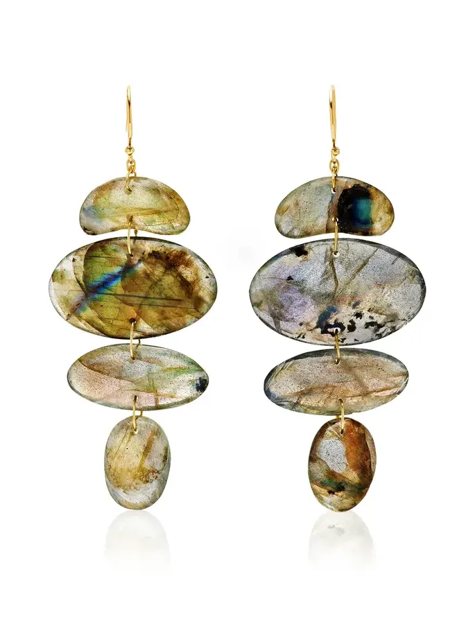 TEN THOUSAND THINGS Small Totem II 18K Yellow Gold Labrodite Earrings
