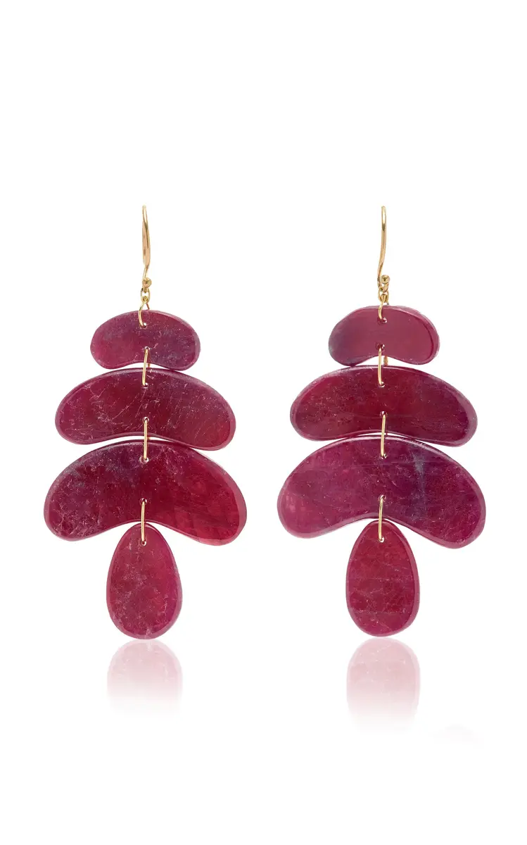 TEN THOUSAND THINGS Small Totem 18K Yellow Gold Ruby Earrings