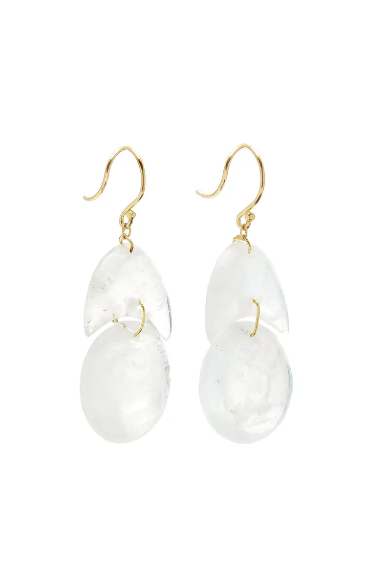 TEN THOUSAND THINGS Tiny Arps 18K Yellow Gold Moonstone Earrings | Thumbnail 3