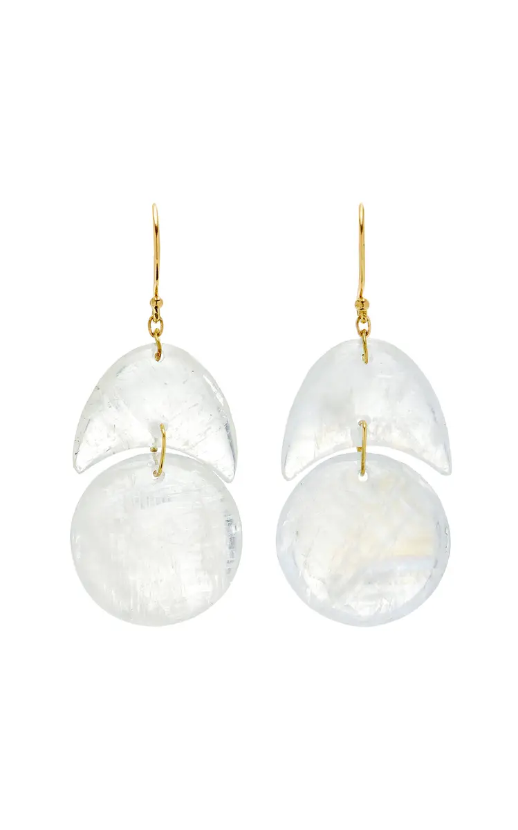 TEN THOUSAND THINGS Tiny Arps 18K Yellow Gold Moonstone Earrings | Thumbnail 4
