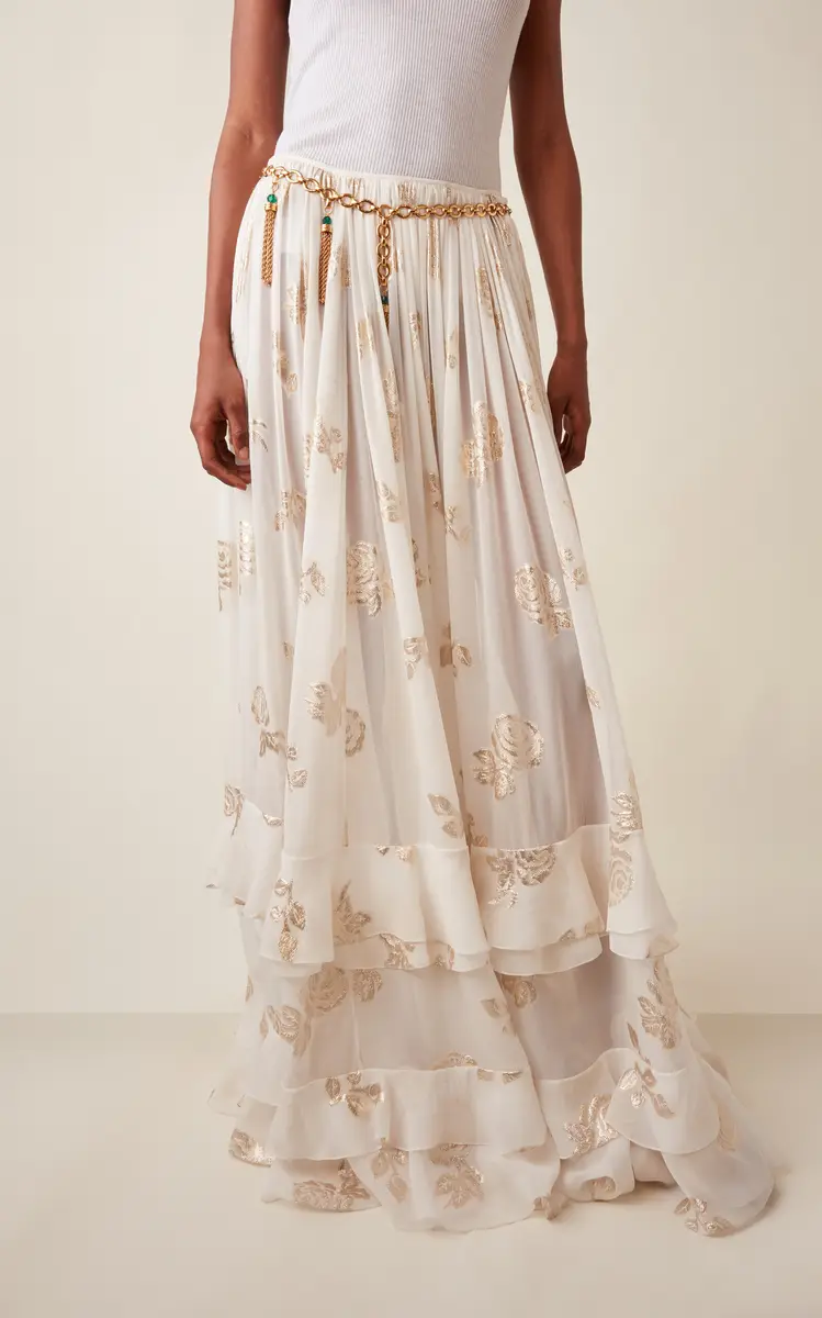Chloé Metallic Silk Jacquard Maxi Skirt | Thumbnail 3 Chloé Metallic Silk Jacquard Maxi Skirt | Thumbnail 3