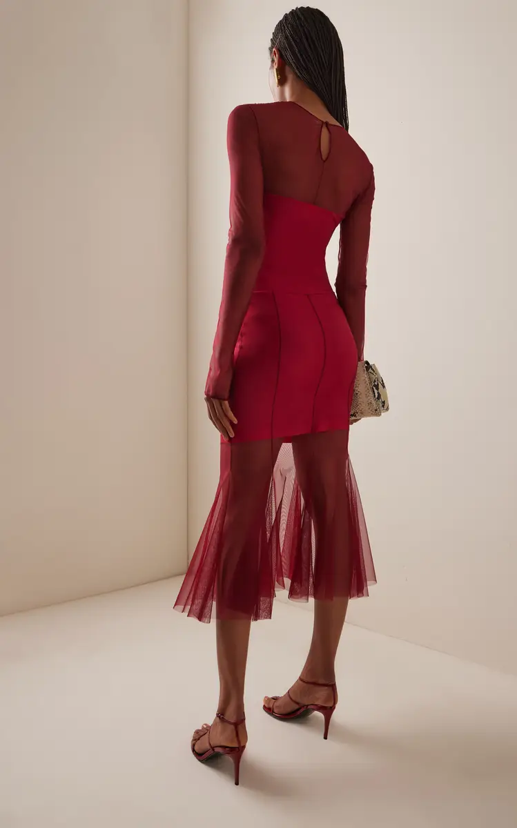 Nensi Dojaka Draped Tulle Midi Dress | Thumbnail 4