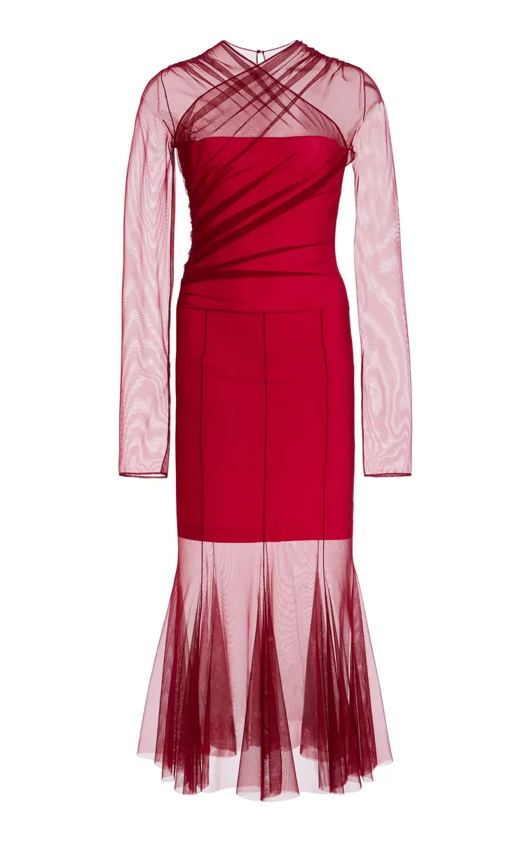 Draped Tulle Midi Dress Draped Tulle Midi Dress