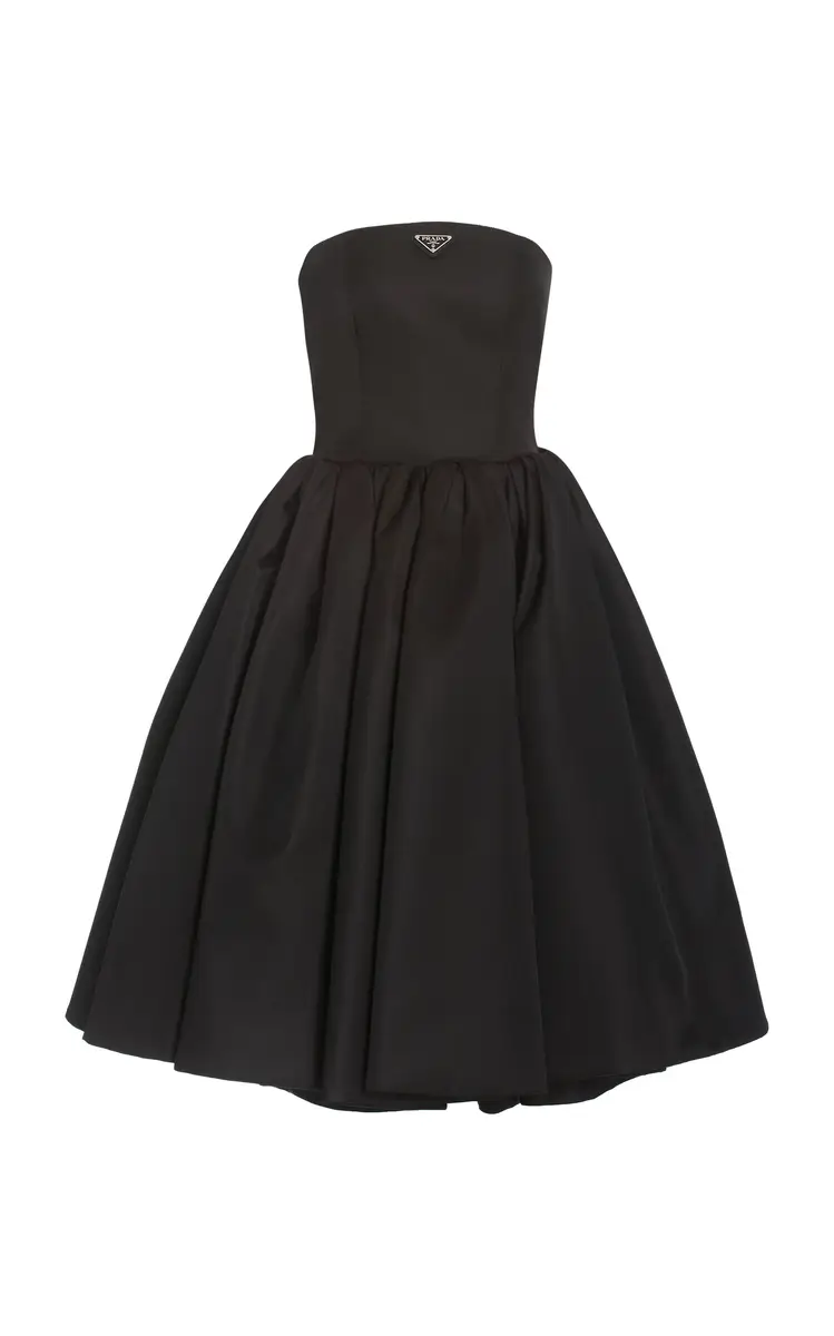 Prada Logo-Detailed Nylon Gabardine Strapless Midi Dress | Thumbnail 10 Prada Logo-Detailed Nylon Gabardine Strapless Midi Dress | Thumbnail 10