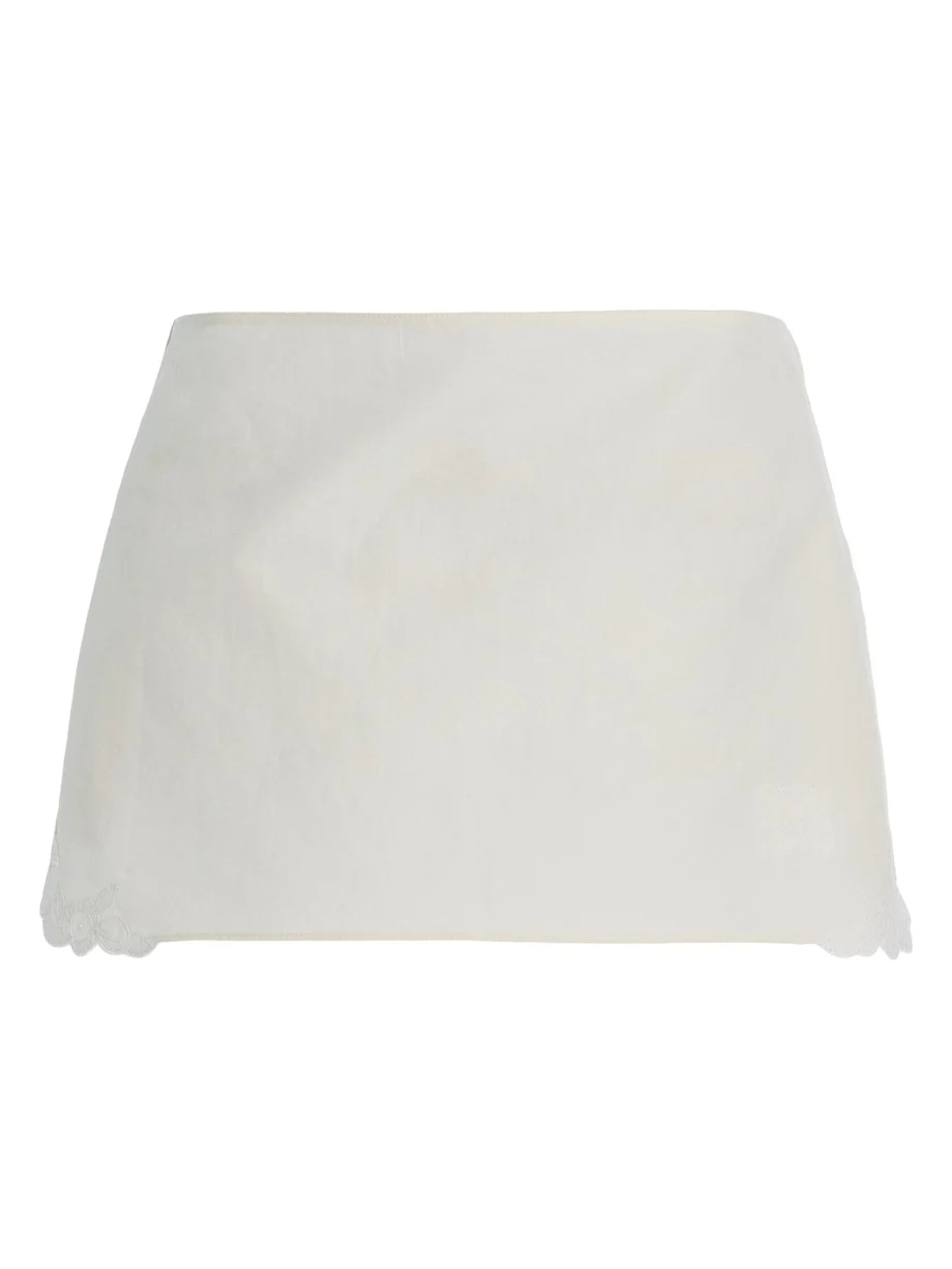 Lace-Detailed Linen-Cotton Mini Skirt
