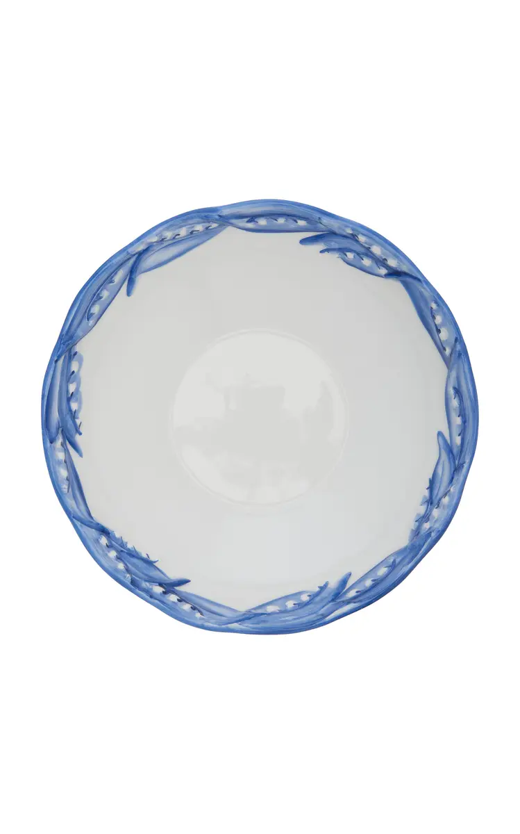 Moda Domus Lily Of The Valley Ceramic Serving Bowl - Blue | Thumbnail 2