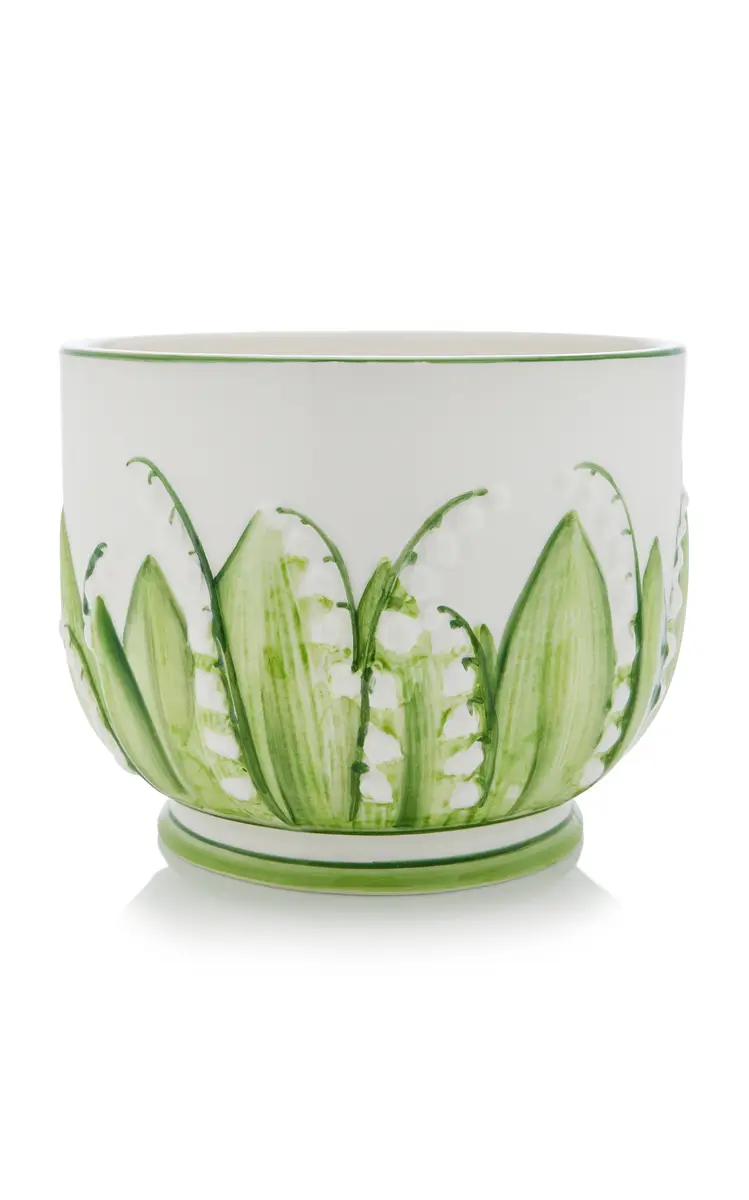 Moda Domus Lily Of The Valley Large Ceramic Cachepot - Blue | Thumbnail 4 Moda Domus Lily Of The Valley Large Ceramic Cachepot - Blue | Thumbnail 4