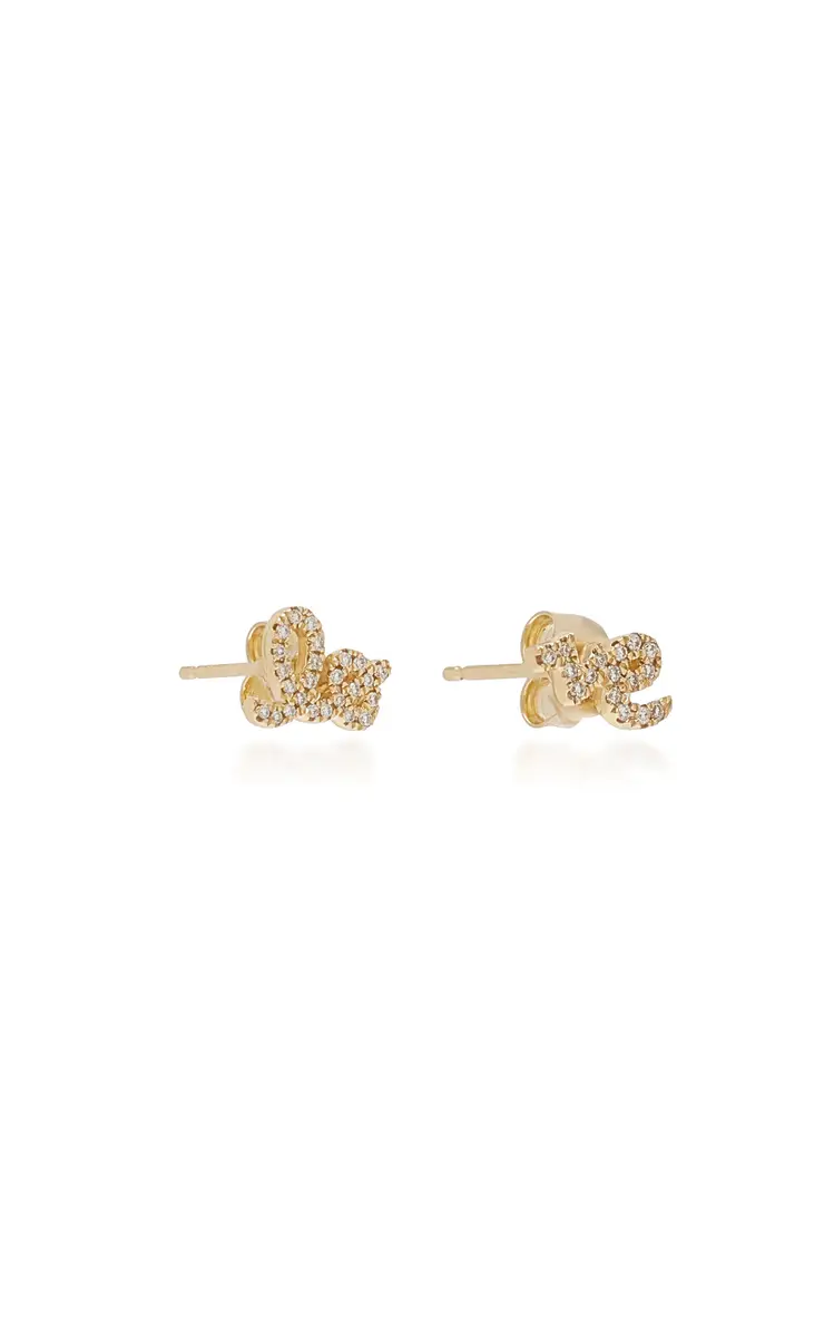 Sydney Evan Love 14K Gold Diamond Stud Earrings | Thumbnail 4 Sydney Evan Love 14K Gold Diamond Stud Earrings | Thumbnail 4