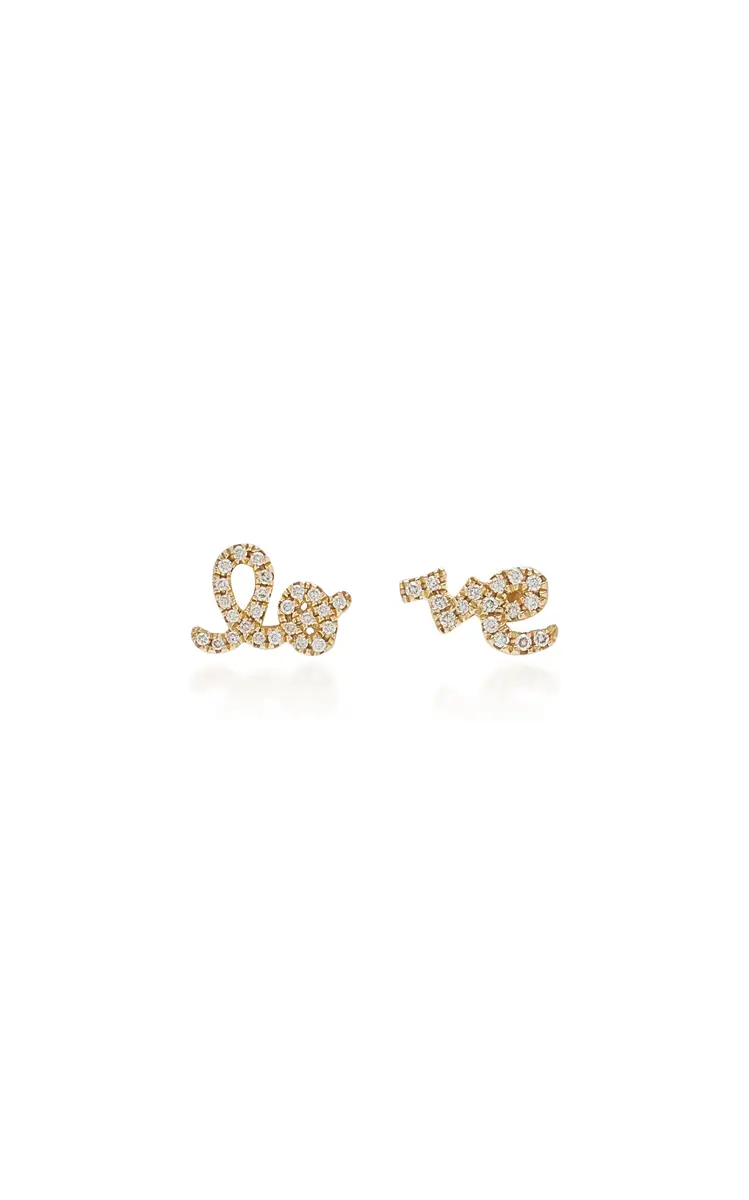Sydney Evan Love 14K Gold Diamond Stud Earrings
