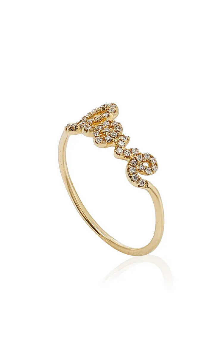 Sydney Evan Love Script 14K Gold Diamond Ring | Thumbnail 3 Sydney Evan Love Script 14K Gold Diamond Ring | Thumbnail 3
