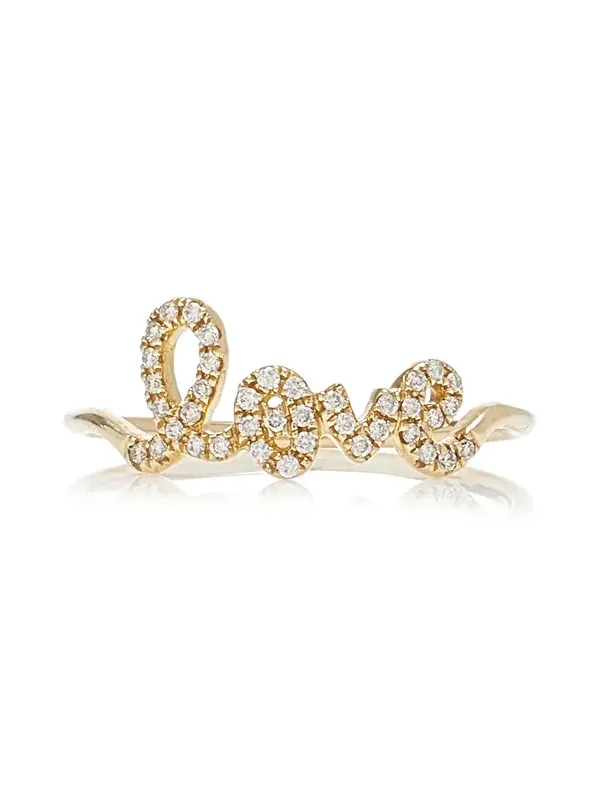 Sydney Evan Love Script 14K Gold Diamond Ring
