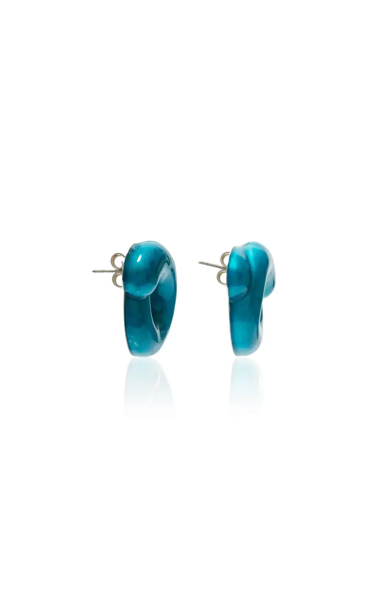 Bea Bongiasca Silver And Ocean Blue Enamel Tarallo Earrings | Thumbnail 3 Bea Bongiasca Silver And Ocean Blue Enamel Tarallo Earrings | Thumbnail 3