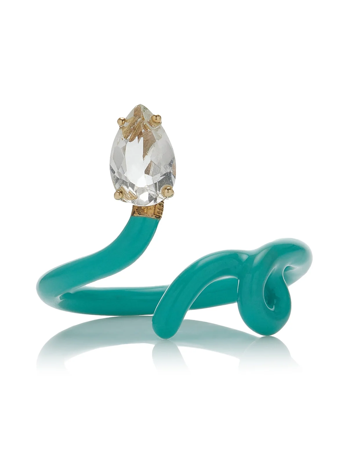 Enameled 9K Yellow Gold Crystal Ring Enameled 9K Yellow Gold Crystal Ring