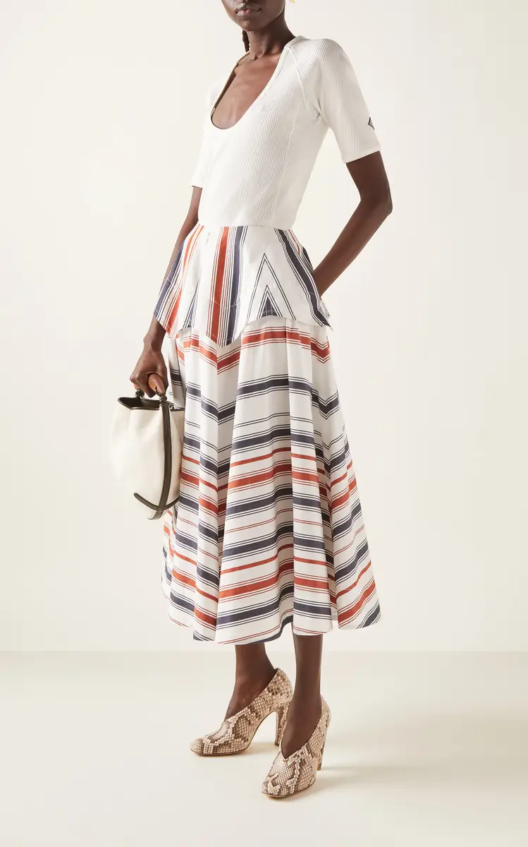 Bottega Veneta Drop-Waist Cotton-Linen Midi Skirt | Thumbnail 2 Bottega Veneta Drop-Waist Cotton-Linen Midi Skirt | Thumbnail 2