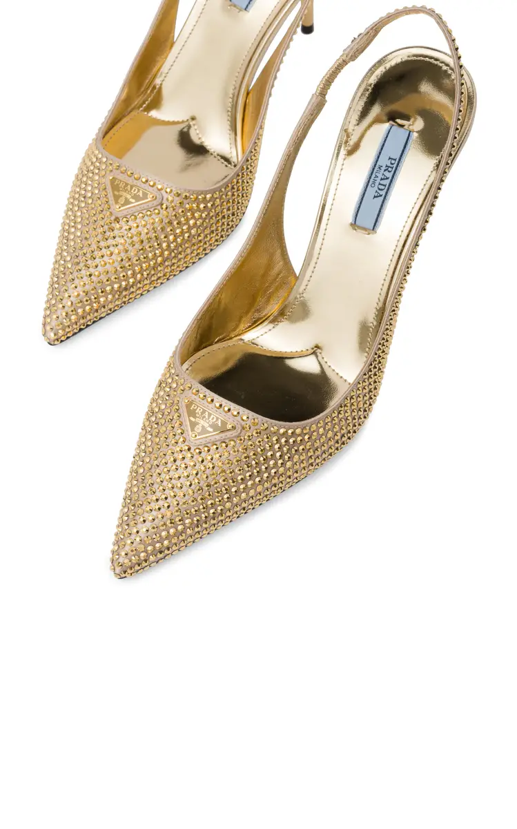 Prada Crystal-Embellished Satin Slingback Pumps | Thumbnail 6