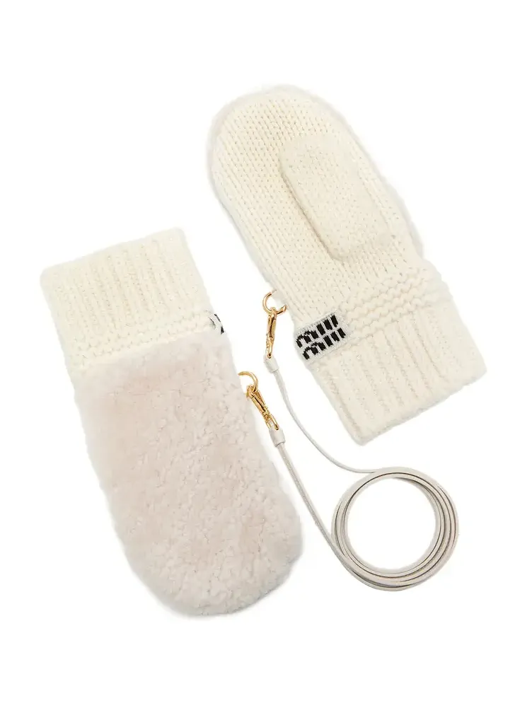 Shearling-Trimmed Cashmere-Wool Mittens