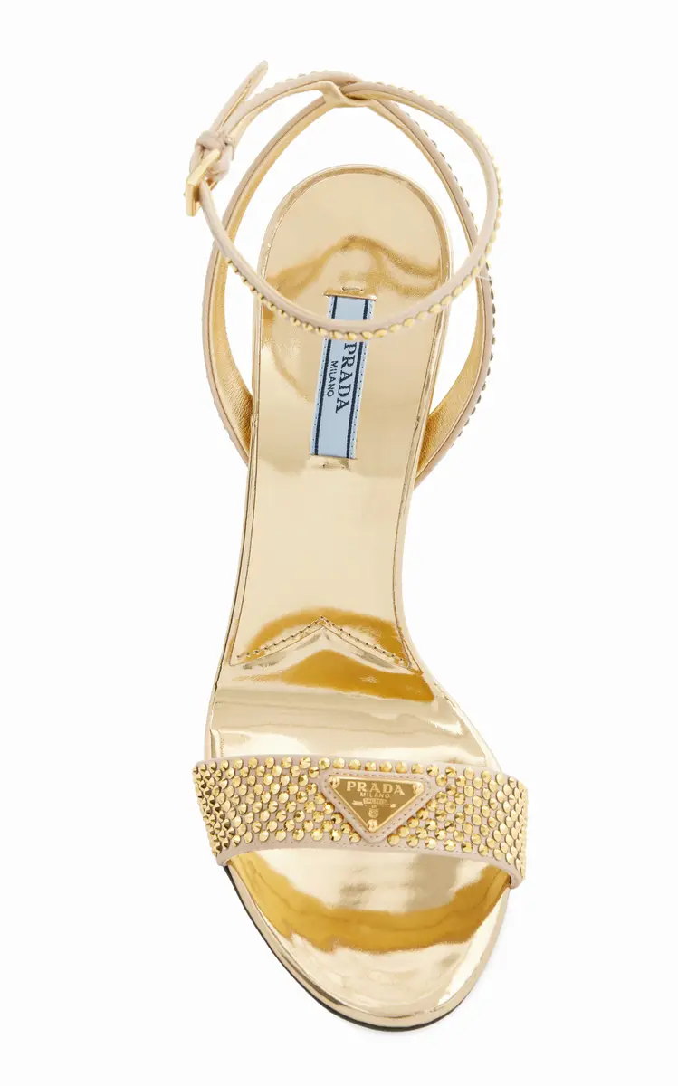 Prada Crystal-Embellished Metallic Leather Sandals | Thumbnail 3 Prada Crystal-Embellished Metallic Leather Sandals | Thumbnail 3